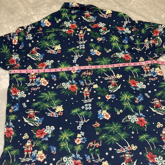 Free Planet Button Up Shirt Mens Size 2X Short Sleeve Hawaiian Santa Beach Print - Picture 8 of 12